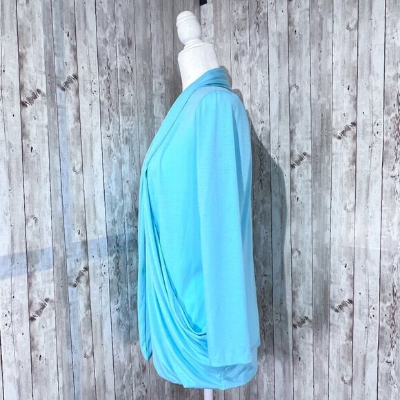 Grass Collection Open Front Cardigan | Blue | Lightweight | Medium | 3/4 Sleeve - Picture 2 of 9